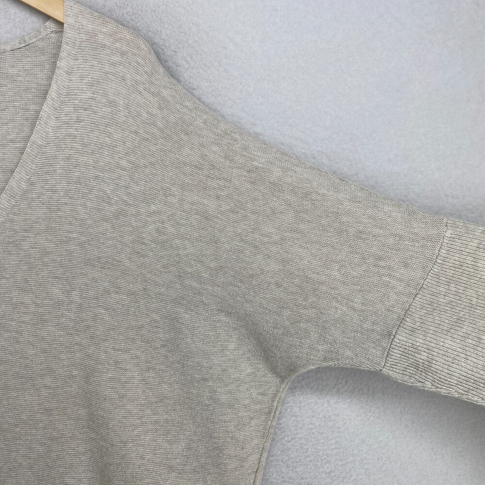 EILEEN FISHER Sweater XL Organic Cotton Deep V-Neck Tunic Dolman Sleeve Beige - Picture 7 of 11